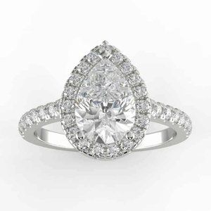 1 carat certified natural center pear diamond engagement ring